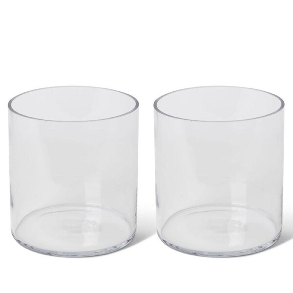 2PK E Style Vera Glass Flower Vase Centerpiece Indoor Home Decor 18cm Clear