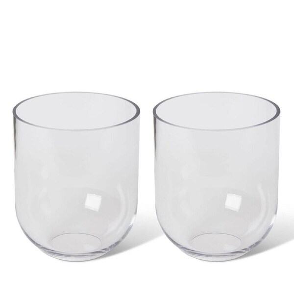 2PK E Style Halima Glass Flower Vase Centerpiece Indoor Home Decor 18cm Clear