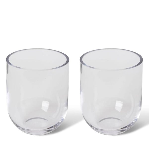 2PK E Style Halima Glass Flower Vase Centerpiece Indoor Home Decor 14cm Clear