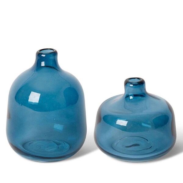 E Style Dalili Glass Decorative Bottle Short/Tall Vase Combo 11cm/14cm Blue