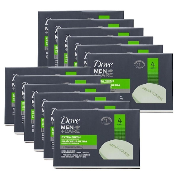 12x 4pc Dove Moisturising 100g Soap Bar Men Care Extra Fresh Body Fragrance