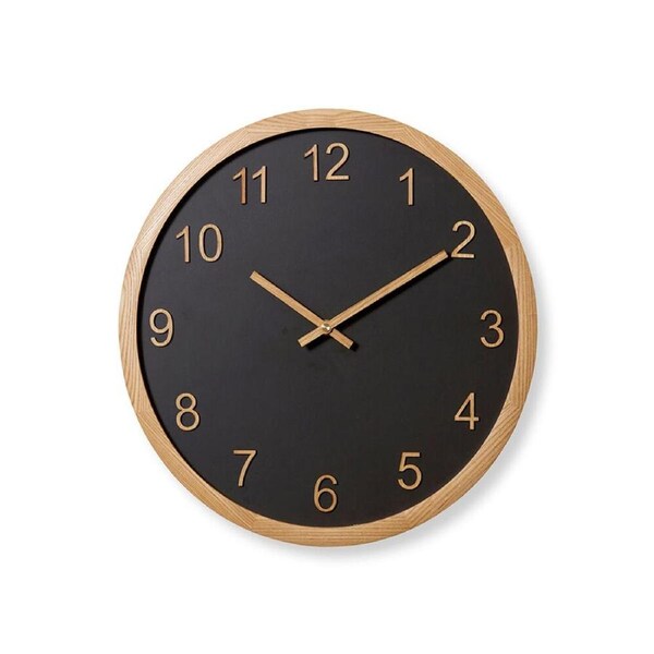 E Style Kaylen Wooden Analogue Wall Clock Decor Round 40cm Black/Natural