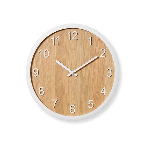E Style Bryden Wooden Analogue Wall Clock Decor Round 40cm Natural/White
