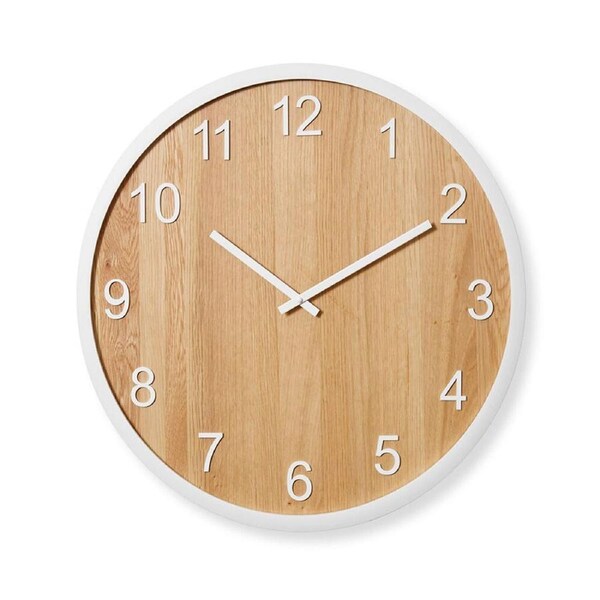 E Style Bryden Wooden Analogue Wall Clock Decor Round 60cm Natural/White