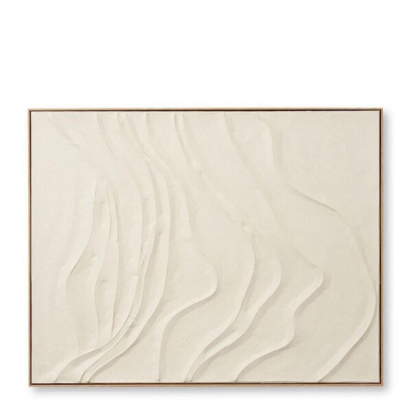 E Style Wavy Hand Painted Abstract Wall Art Hanging Decor 90x120cm Beige