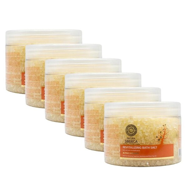 6PK Natura Siberica 600g Revitalising Bath Salt Active Organics Siberian Ginseng