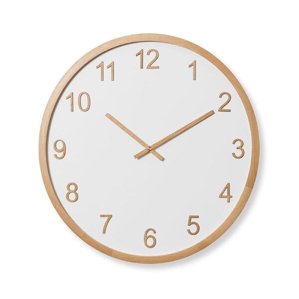 E Style Sienna Wooden Analogue Wall Clock Decor Round 60cm White/Natural