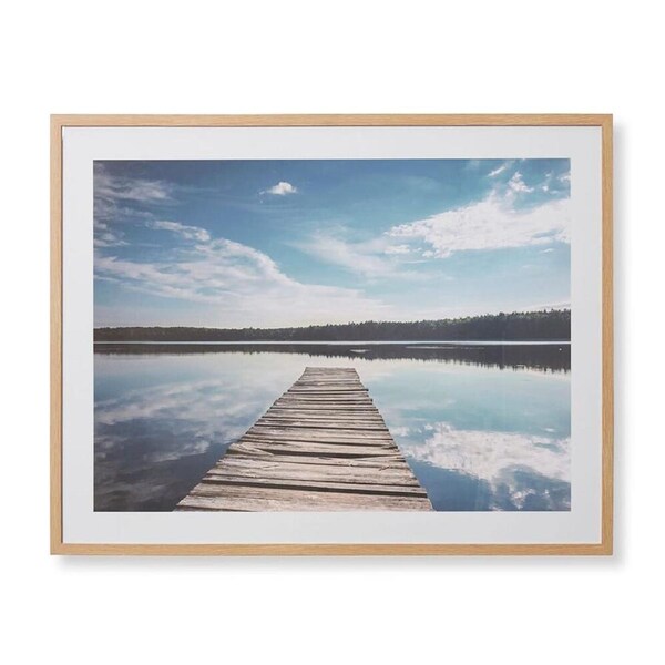 E Style Stillness Framed Landscape Wall Art Hanging Decor 90x120cm Blue