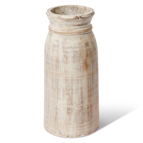 E Style Bharat Wooden Vessel Flower Vase Tabletop Home Decor 35cm Natural