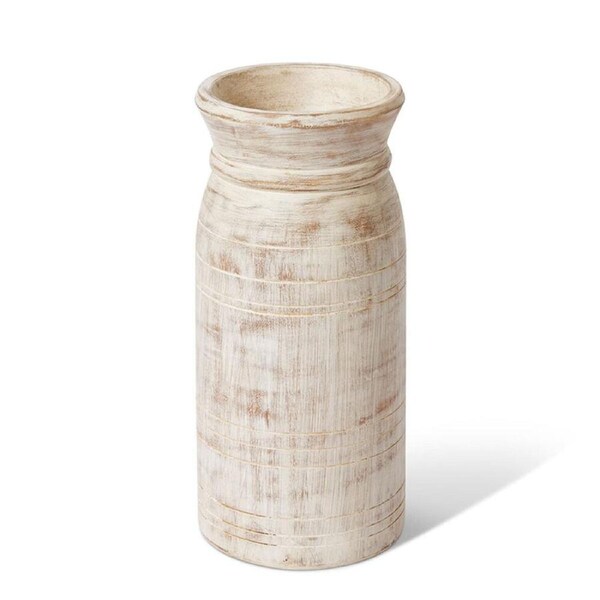 E Style Bharat Wooden Vessel Flower Vase Tabletop Home Decor 28cm Natural