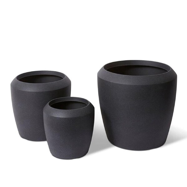 3pc E Style Malik Flower Planters Set Home/Garden Decor 34cm/43/55cm Black