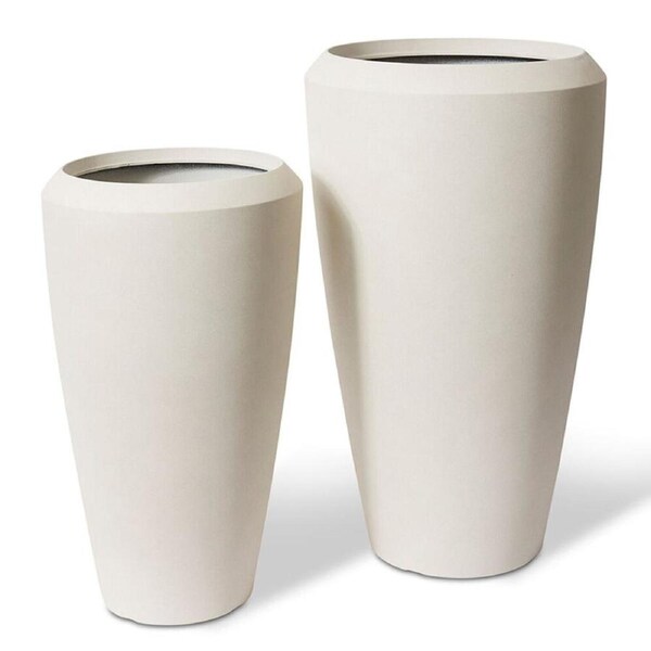 2pc E Style Malik Tall Flower Planters Set Home/Garden Decor 70cm/86cm Beige