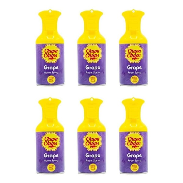 6PK Chupa Chups 250ml Room Spray Can Home Fragrance Scent Air Freshener Grape