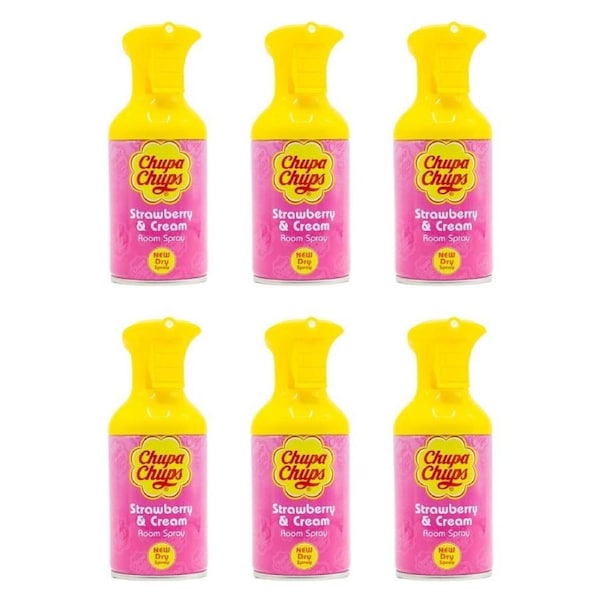 6PK Chupa Chups 250ml Room Spray Can Fragrance Air Freshener Strawberry & Cream