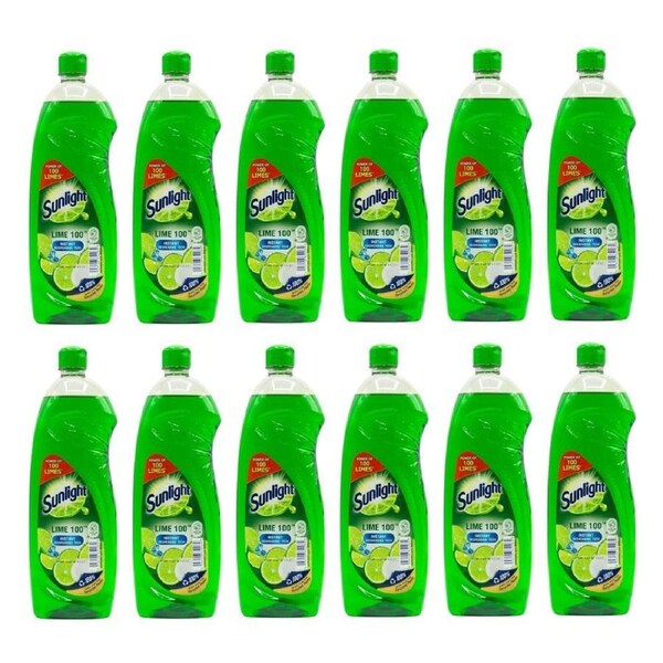 12PK Sunlight 800ml Dishwashing Liquid Kitchen Plate/Glass Dish Cleaner Lime 100