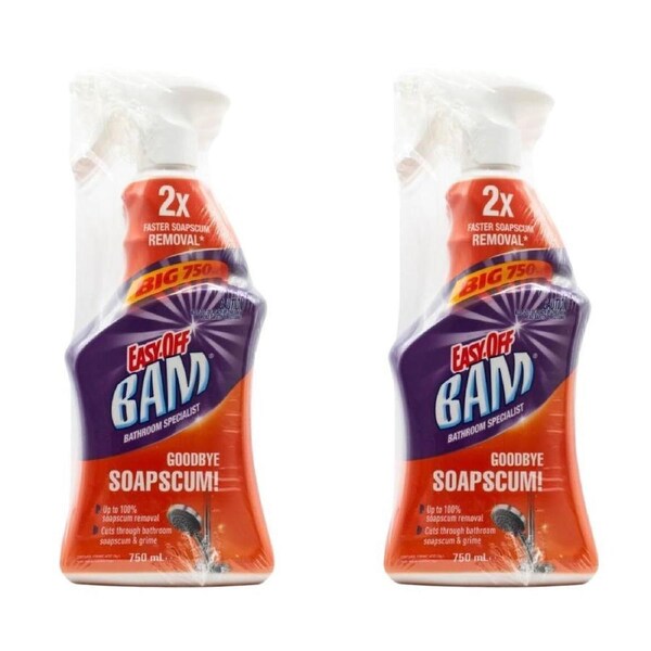 2x 4pc Easy Off Bam 750ml Bathroom Specialist Surface Cleaner Goodbye Soap Scum