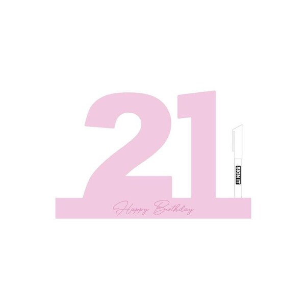 LMD 21 Fairy Floss Pink Signature Block Birthday Celebration Message Statue