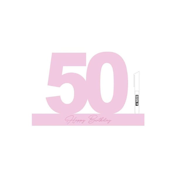 LMD 50 Fairy Floss Pink Signature Block Birthday Celebration Message Statue