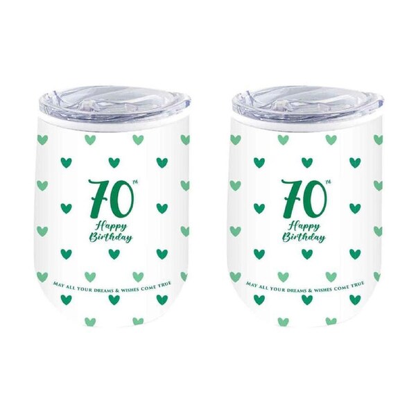2PK LMD 70th Sweet Heart Double Walled Insulated Beverage Mug Drinkware 360ml