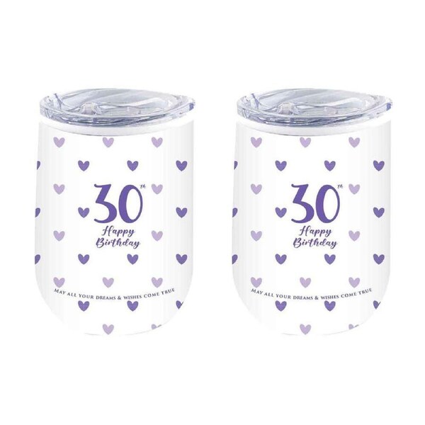 2PK LMD 30th Sweet Heart Double Walled Insulated Beverage Mug Drinkware 360ml