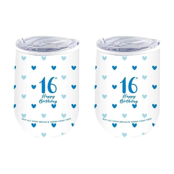 2PK LMD 16th Sweet Heart Double Walled Insulated Beverage Mug Drinkware 360ml
