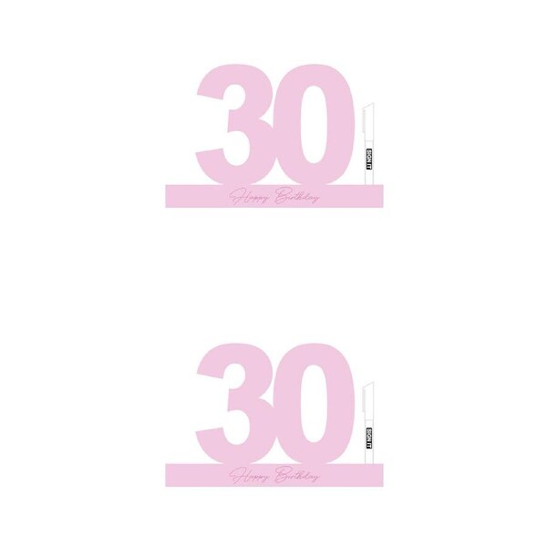 2PK LMD 30 Fairy Floss Pink Signature Block Birthday Celebration Message Statue
