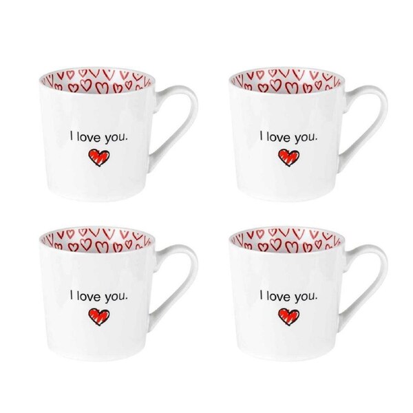 4PK LMD New Bone China Love Beautiful On The Inside Coffee/Tea Mug 400ml