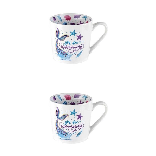 2PK LMD New Bone China Mermaizing Beautiful On The Inside Coffeem Mug 400ml