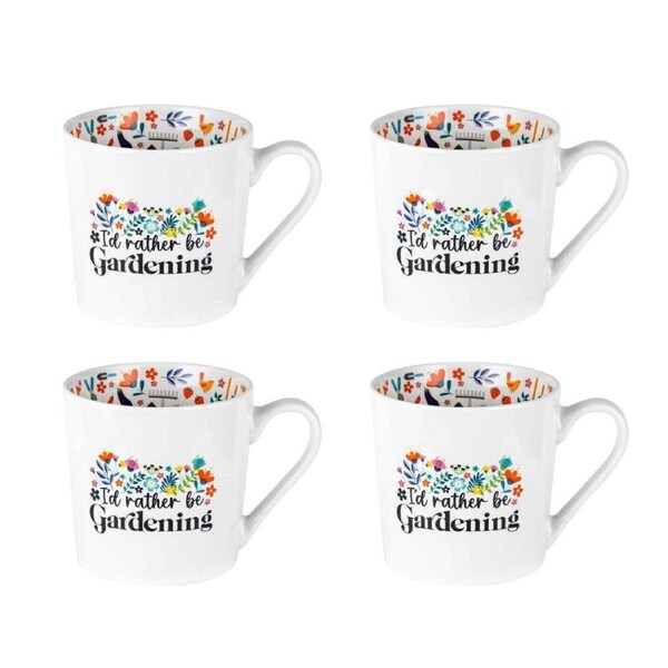 4PK LMD New Bone China Gardening Beautiful Inside Coffee/Tea Mug Drinkware 400ml