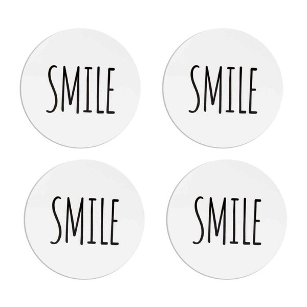 4PK LMD Ceramic Smile Beautiful Inside Table Protector/Decoration Coaster 10cm