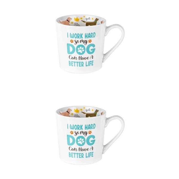 2PK LMD New Bone China Work Hard Beautiful Inside Coffee/Tea Mug Drinkware 400ml