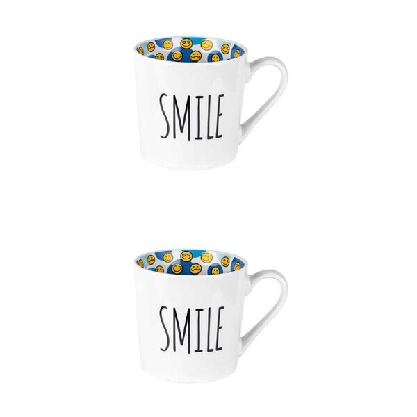2PK LMD New Bone China Smile Beautiful On The Inside Coffee/Tea Mug 400ml