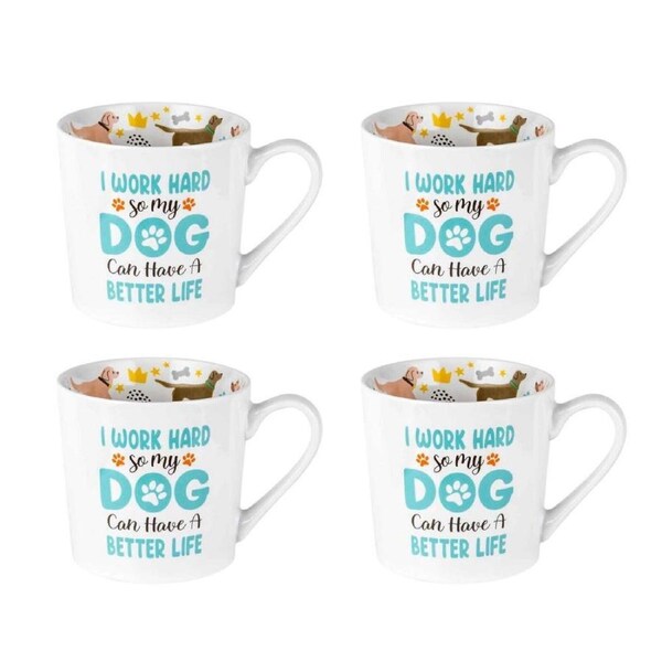 4PK LMD New Bone China Work Hard Beautiful Inside Coffee/Tea Mug Drinkware 400ml