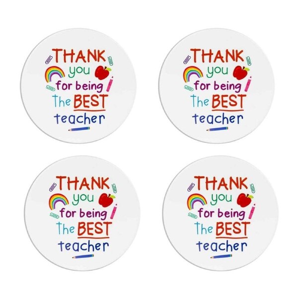 4PK LMD Ceramic Thank You Teacher Beauty Inside Table Coaster 10cm