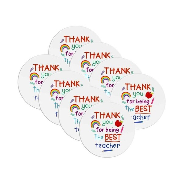 8PK LMD Ceramic Thank You Teacher Beauty Inside Table Coaster 10cm