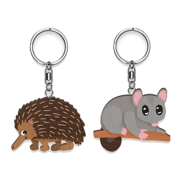 6pc LMD Echidna/Possum Handmade Hanging Keyring Keychain Bag Decor Combo Set