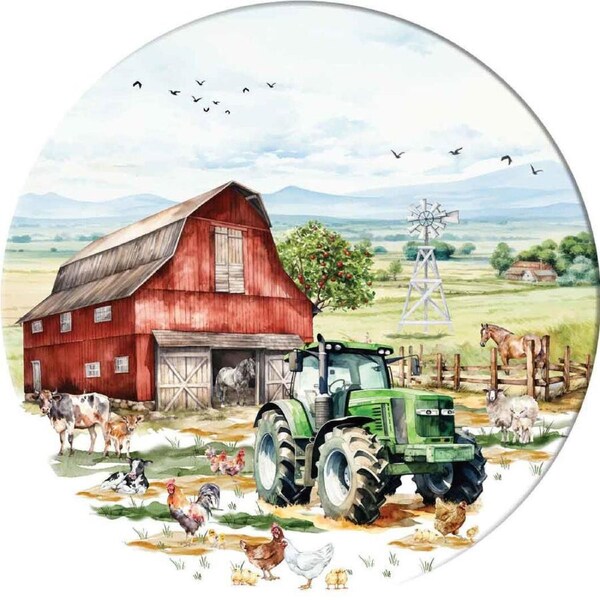 LMD Country Life Ceramic Surface Protector Decor Round 25cm Green Truck