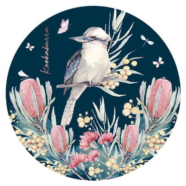 LMD Kookaburra Ceramic Surface Protector Trivet Home Decor Round 25cm Navy