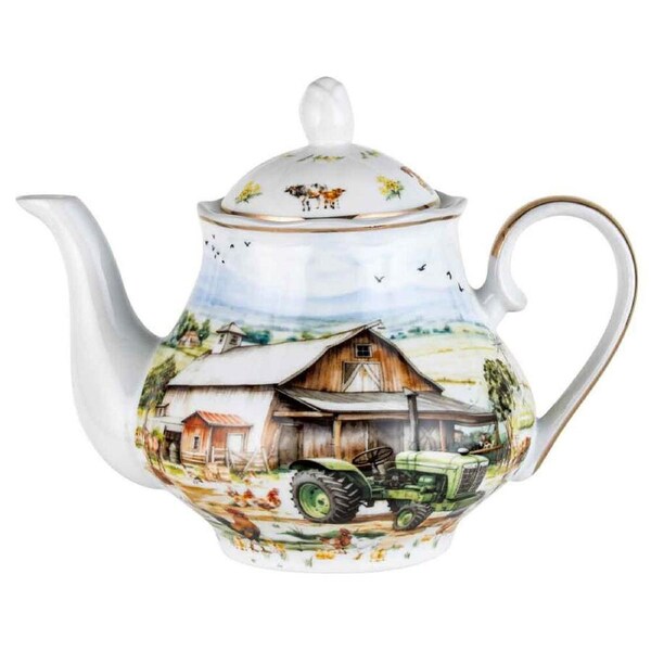 LMD Country Life Porcelain Teapot Kettle Infuser Teatime Serveware 1200ml