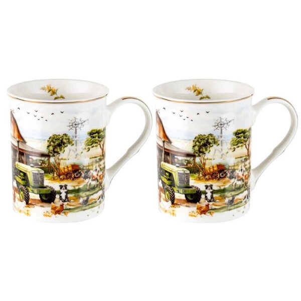 2pc LMD Country Life New Bone China Milk/Tea/Coffee Mug Cup Drinkware 360ml