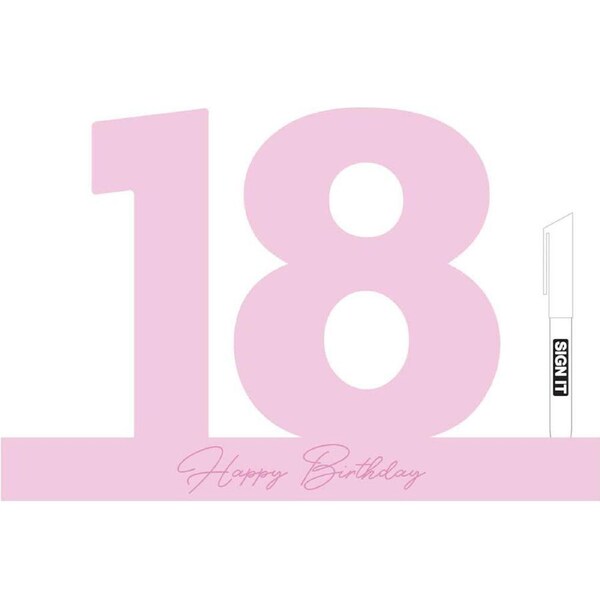 LMD 18 Birthday Fairy Floss MDF Signature Block Number Signage Decor Pink