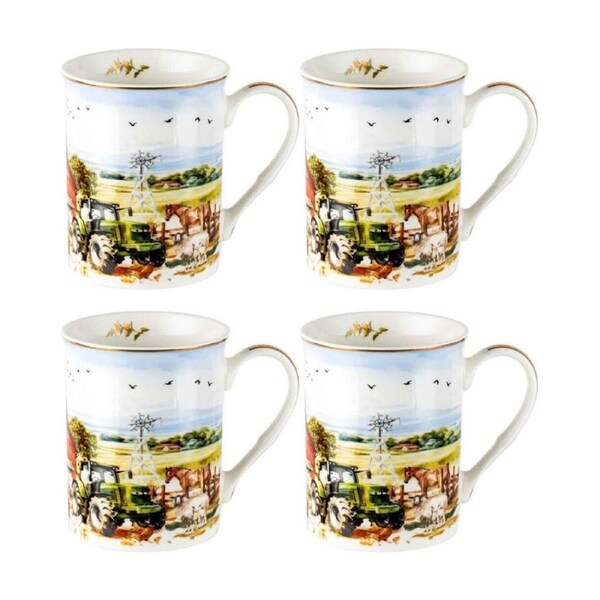 2x 2pc LMD Country Life Ceramic Milk/Tea/Coffee Mug Cup Tumbler Drinkware 360ml