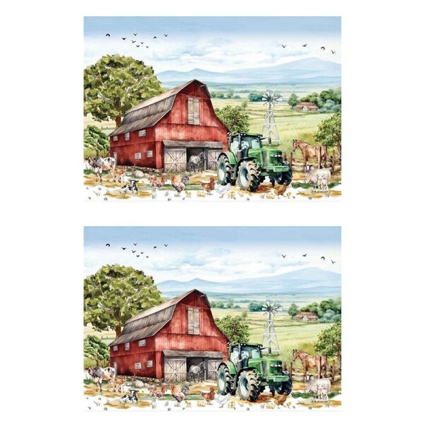 2PK LMD Country Life Cotton Tea Towel Kitchen Dishcloth Rectangular 50x70cm
