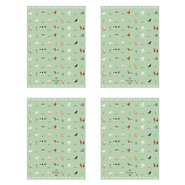 4PK LMD Farm Lane 100% Cotton Tea Towel Kitchen Dishcloth Rectangle 70cm Green