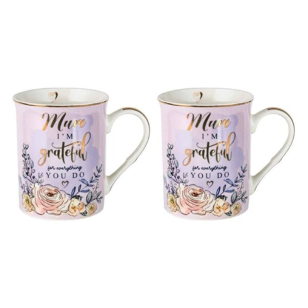 2PK LMD Mum New Bone China Tea/Coffee Mug Cup Tumbler Drinkware 360ml Purple