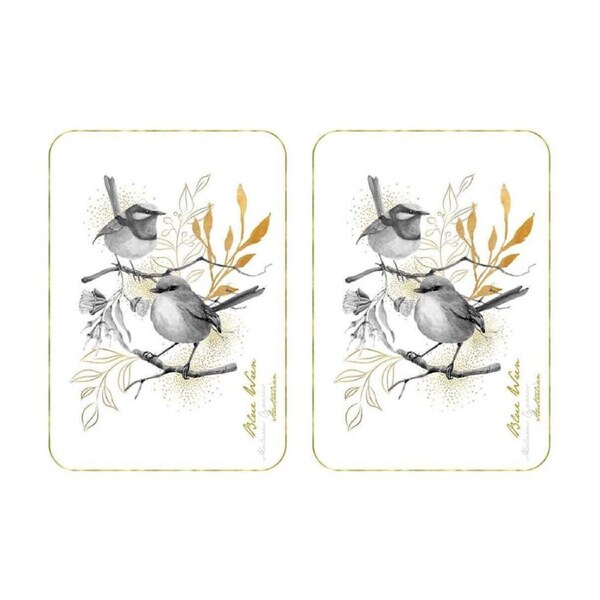 2PK LMD Australian Blue Wren Flora & Fauna 100% Cotton Tea Towel Dishcloth 70cm