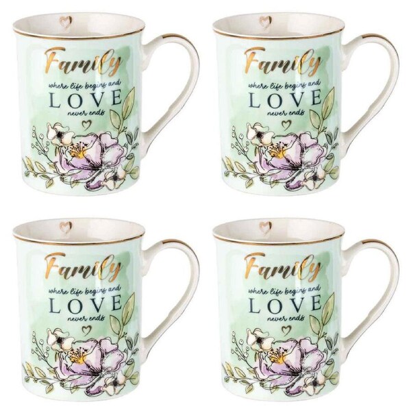 4PK LMD Family New Bone China Milk/Tea/Coffee Mug Cup Drinkware 360ml Green