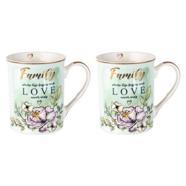 2PK LMD Family New Bone China Milk/Tea/Coffee Mug Cup Drinkware 360ml Green