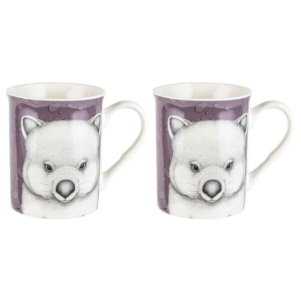 2PK LMD Dots By Donna Walter The Wombat New Bone China Coffee Mug 360ml Purple