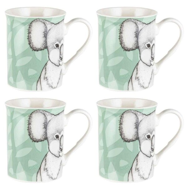 4PK LMD Dots By Donna Kerry The Koala New Bone China Coffee Mug 360ml Green